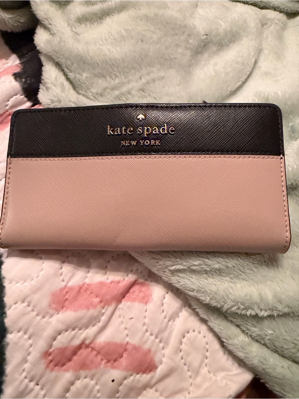 kate spade Two-Tone Black and Blush Pink Continental Wallet